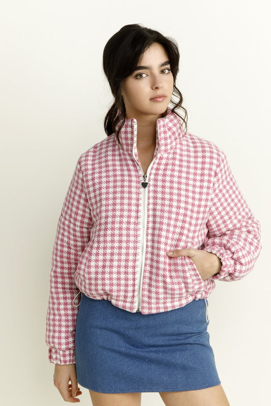 houndstooth puffer jacket