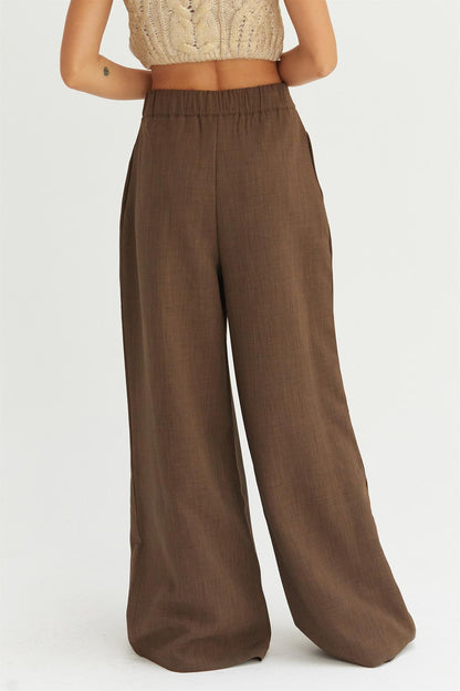 high waist wide leg pleated trousers