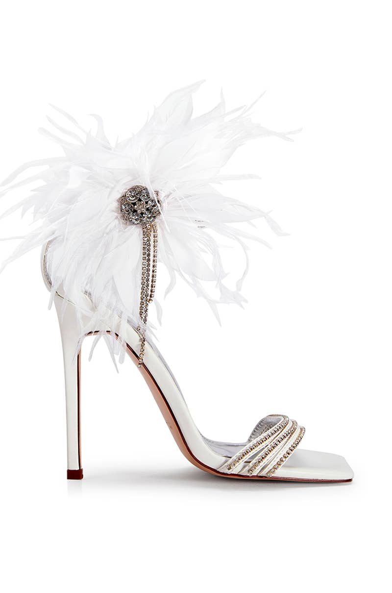 Stiletto Feather Crytal Sandal Heels