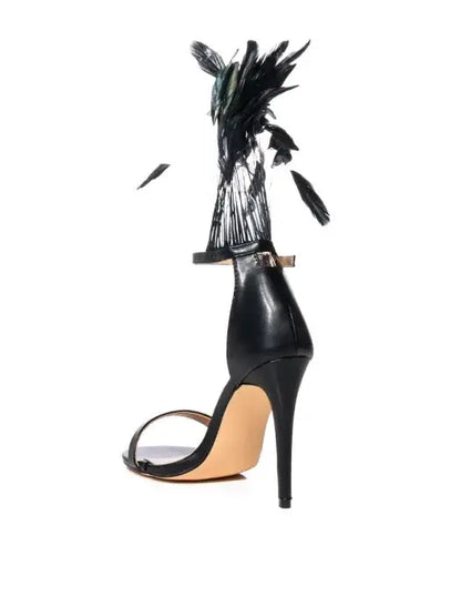 Ostrich Feather Stiletto Sandals