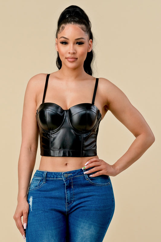 faux leather bustier