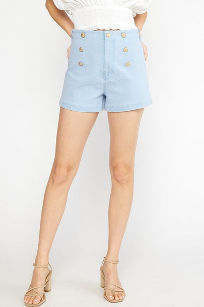 denim high waisted sailor shorts