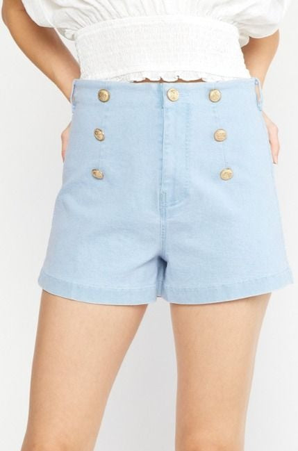 denim high waisted sailor shorts