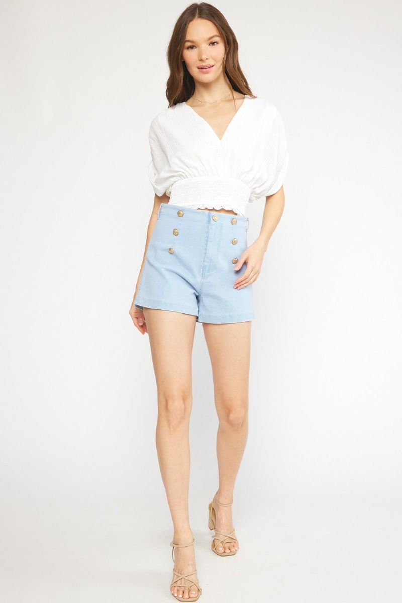 denim high waisted sailor shorts