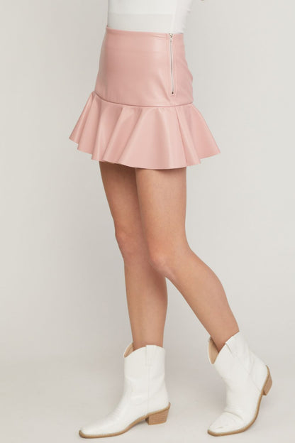 faux leather tiered mini skirt