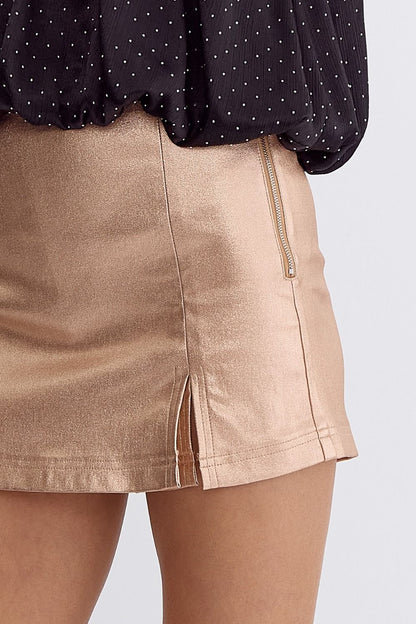 stretch metallic skort