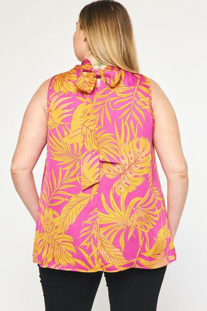 PLUS sleeveless tropical leaf top - RK Collections Boutique