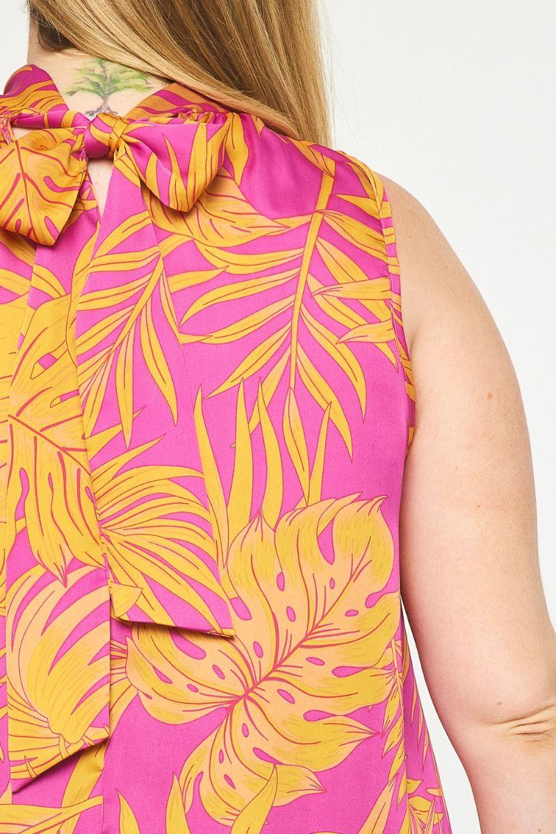 PLUS sleeveless tropical leaf top - RK Collections Boutique