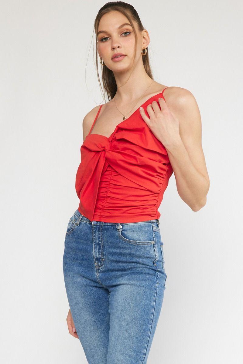 spaghetti strap ruched bow front crop top - RK Collections Boutique