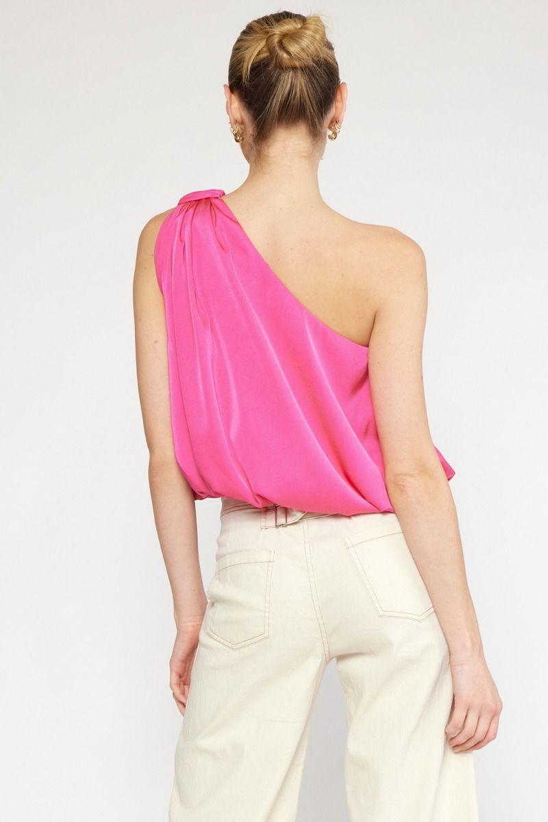 satin one shoulder bubble hem top - RK Collections Boutique