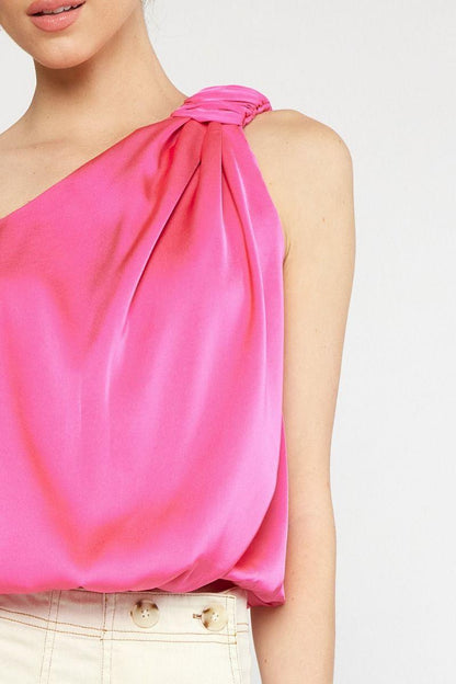 satin one shoulder bubble hem top - RK Collections Boutique