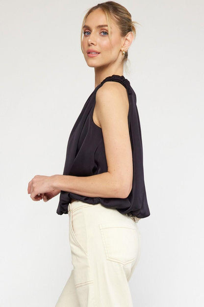 satin one shoulder bubble hem top - RK Collections Boutique