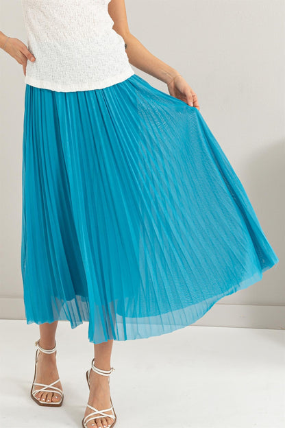 pleated midi skirt