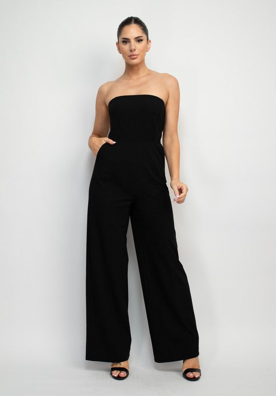 Strapless Wide Leg Jumpsuit