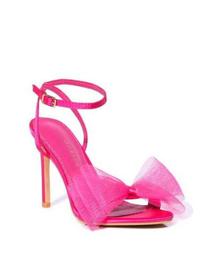 Stiletto Tulle Bow Sandal w/ Ankle Strap