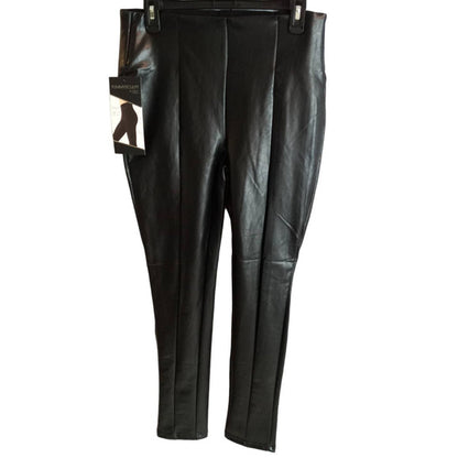 Tummy Sculpt Faux Leather High Waist Pull On Skinny Pant