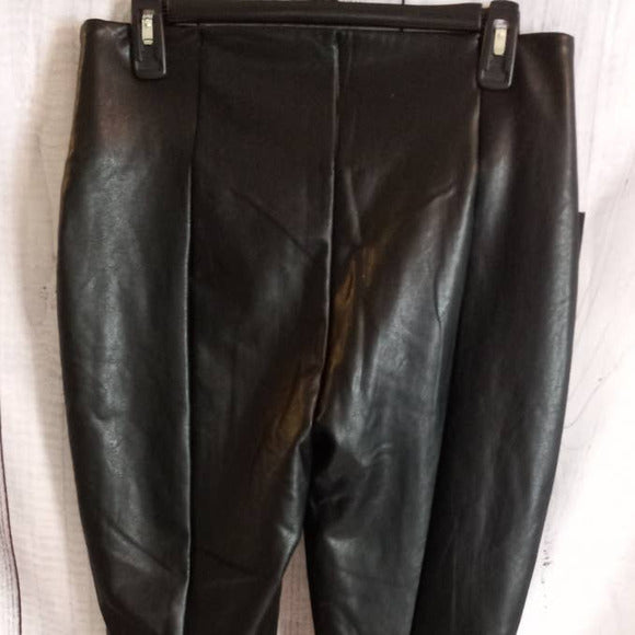 Tummy Sculpt Faux Leather High Waist Pull On Skinny Pant