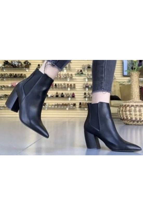 pointy toe block heel bootie