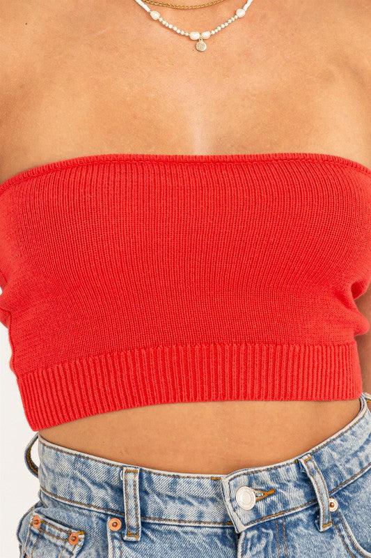 knit crop strapless top - RK Collections Boutique