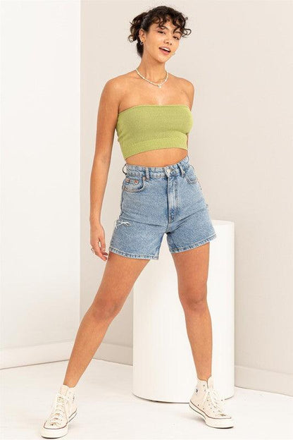 knit crop strapless top - RK Collections Boutique