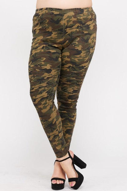 PLUS camouflage moto skinny pant - RK Collections Boutique