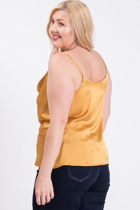 PLUS satin cowl neck cami top - RK Collections Boutique