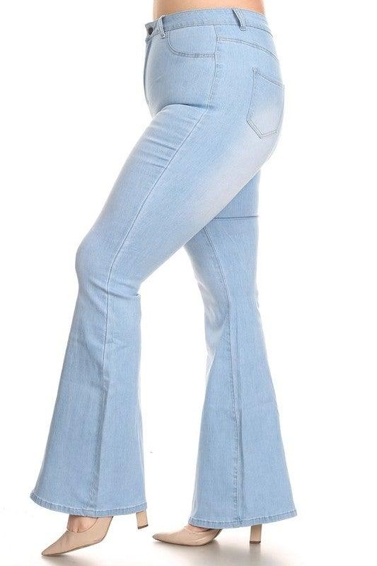 PLUS High waist bell bottom jeans-Jeans-JC & JQ-RK Collections Boutique