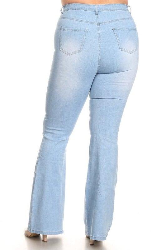 PLUS High waist bell bottom jeans-Jeans-JC & JQ-RK Collections Boutique