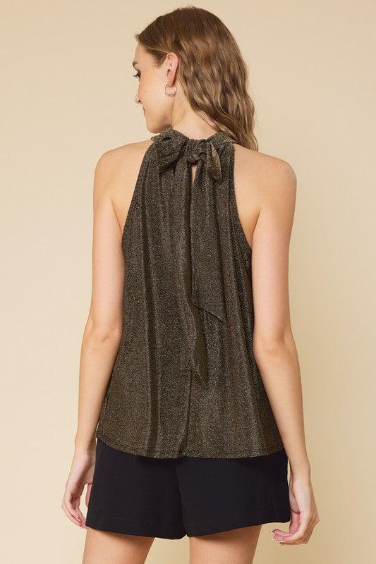 lurex shimmer high neck sleeveless top - RK Collections Boutique