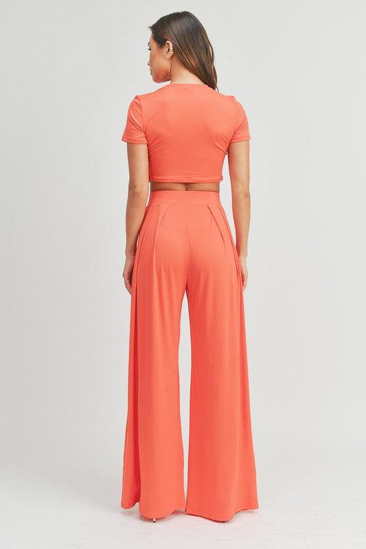 short sleeve crop top & palazzo pant set - RK Collections Boutique