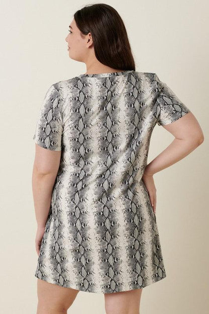 PLUS short sleeve snakeskin dress - RK Collections Boutique