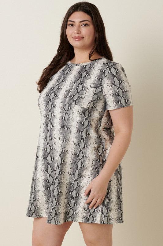 PLUS short sleeve snakeskin dress - RK Collections Boutique