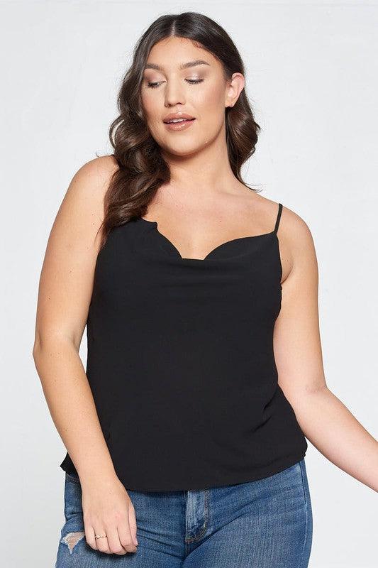 PLUS bubble crepe cowl neck cami top - RK Collections Boutique