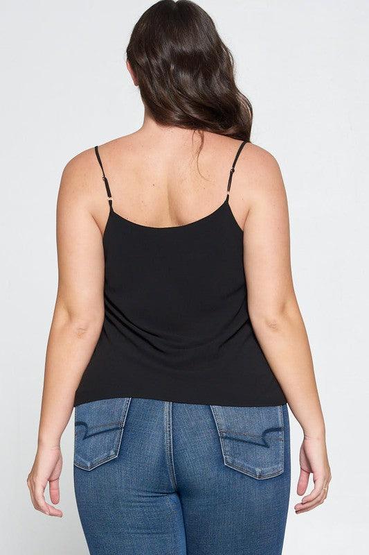 PLUS bubble crepe cowl neck cami top - RK Collections Boutique