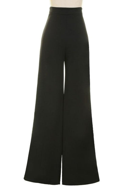 High waist wide leg back zipper palazzo pants - RK Collections Boutique