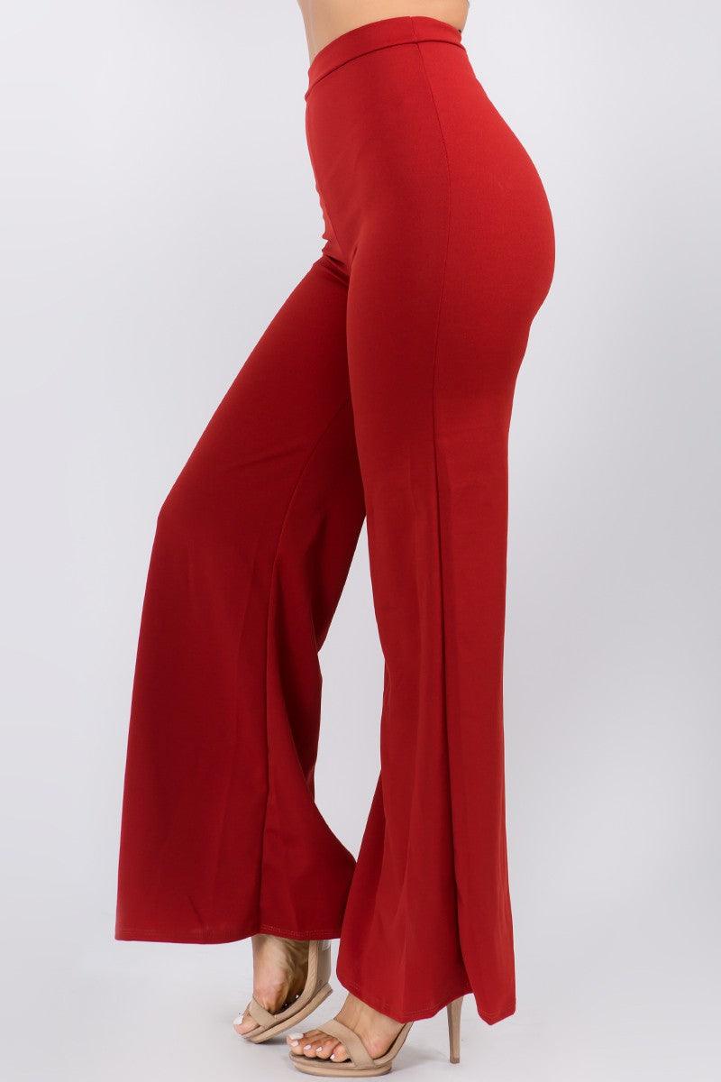 High waist wide leg back zipper palazzo pants - RK Collections Boutique