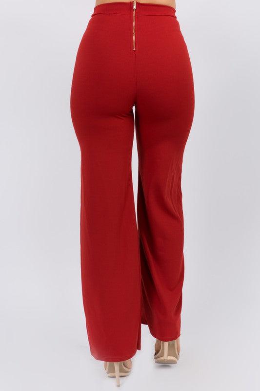 High waist wide leg back zipper palazzo pants - RK Collections Boutique