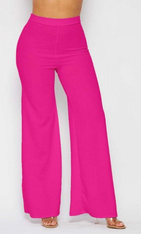 High waist wide leg back zipper palazzo pants - RK Collections Boutique