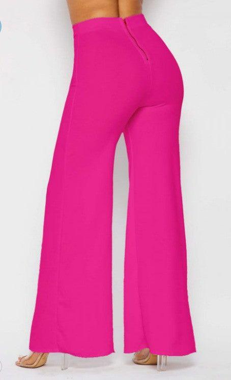 High waist wide leg back zipper palazzo pants - RK Collections Boutique