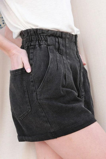 Washed Cotton Paper Bag Shorts - RK Collections Boutique