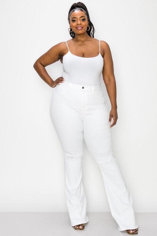 PLUS White Flare Jeans - RK Collections Boutique