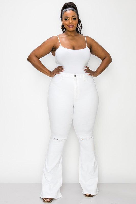 PLUS White Flare Jeans - RK Collections Boutique