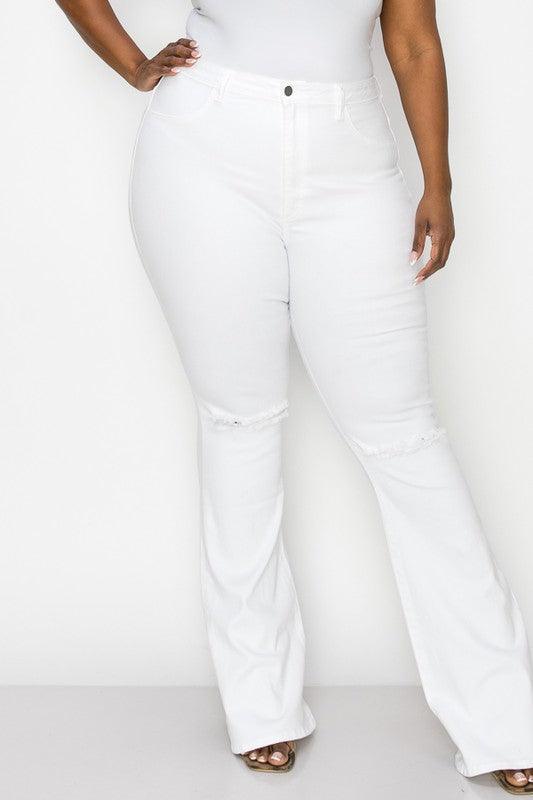 PLUS White Flare Jeans - RK Collections Boutique