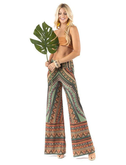 PLUS multicolor tribal print palazzo pants - RK Collections Boutique