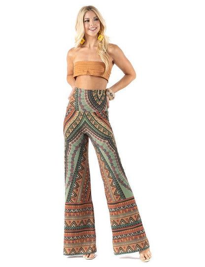 PLUS multicolor tribal print palazzo pants - RK Collections Boutique