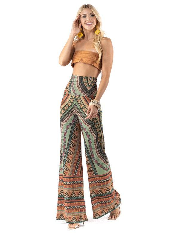 PLUS multicolor tribal print palazzo pants - RK Collections Boutique