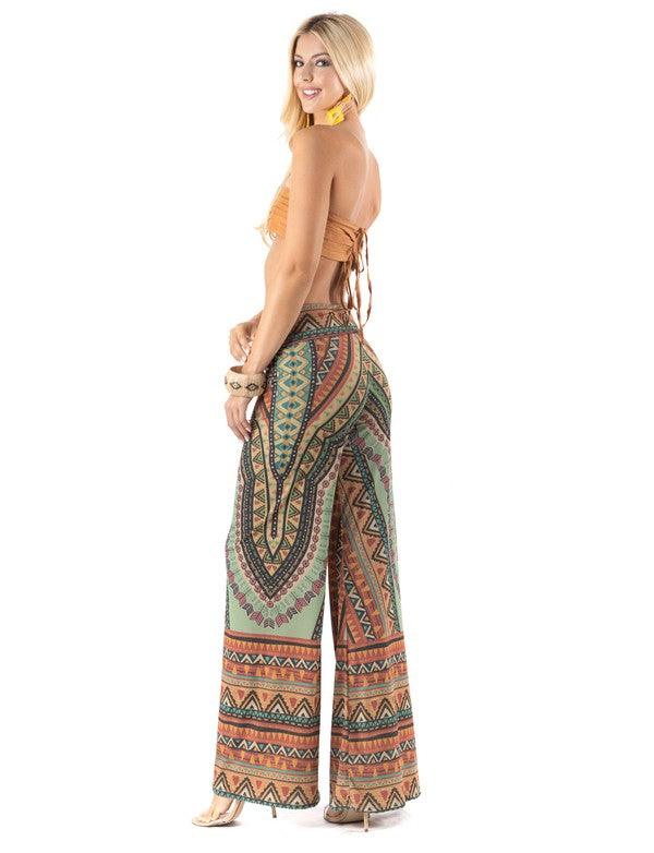 PLUS multicolor tribal print palazzo pants - RK Collections Boutique