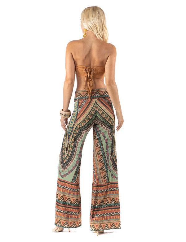 PLUS multicolor tribal print palazzo pants - RK Collections Boutique