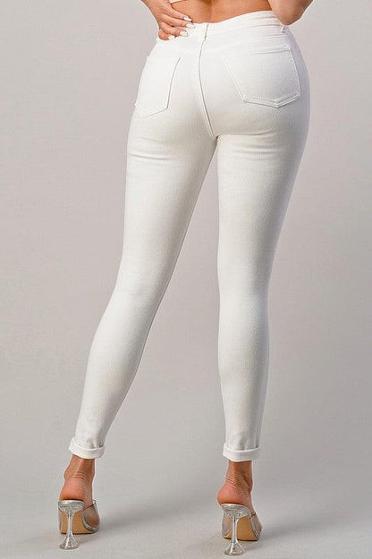 white skinny jeans with rips - RK Collections Boutique