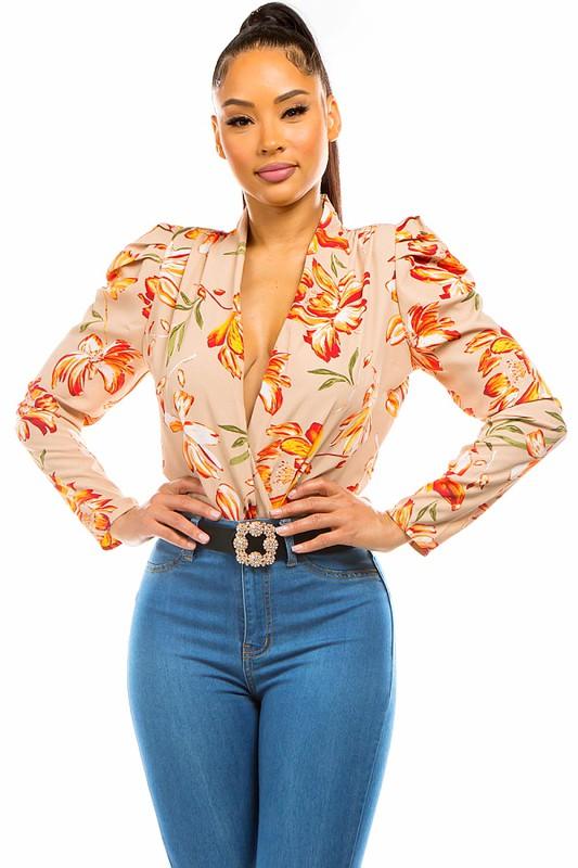 floral surplice bodysuit - RK Collections Boutique